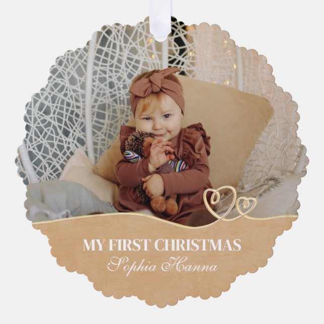 Carte Décorative Premier Noël de Bébé Fille Statistiques de Naissan (Recto)