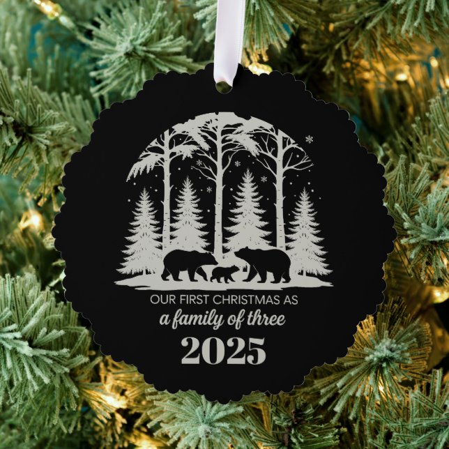 Carte Décorative Premier Noël en famille de trois 2025 personnalisé (Insitu (Arbre))