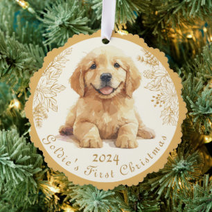 Carte Décorative Premier Noël Golden Retriever