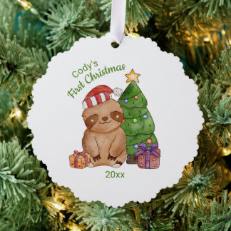 Carte Décorative Premier Noël Mignon Paresseux