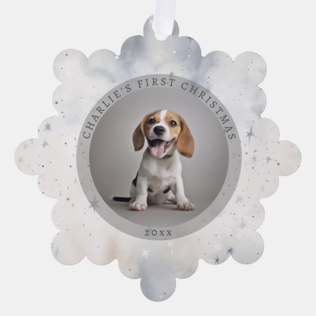 Carte Décorative Première famille de Noël du chien photo (Recto)