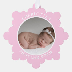 Carte Décorative Première fille rose de Noël du bébé   Message & PH