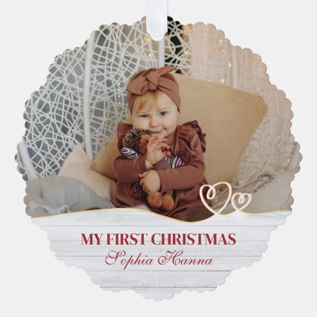 Carte Décorative Première Noël de Bébé Fille Statistiques de Naissa (Recto)