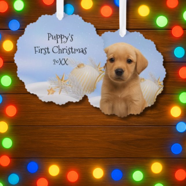 Carte Décorative Première Noël de chiots - Souvenir (Puppy's first Christmas)