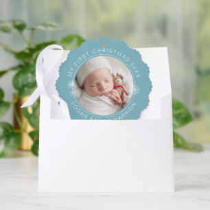 Carte Décorative Première photo souvenir de Noël de bébé