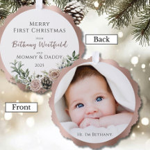 Première rose de Noël de bébé en or rose photo sou