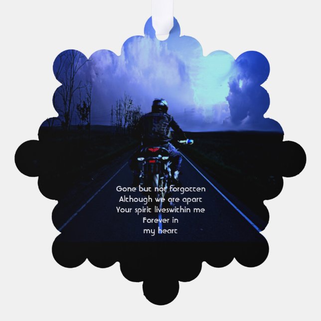 Carte Décorative Prière photo Memorial Motorcycle Biker (Verso)