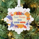 Carte Décorative Quiet Person With Loud Mind blue yellow<br><div class="desc">A funny quote in a colorful abstract frame with doodles</div>