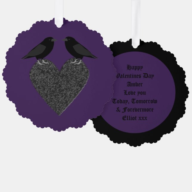 Carte Décorative Ravens gothiques et Black Heart Custom (Recto/Verso)