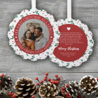 Red Berry Motif First Christmas Adopté Famille
