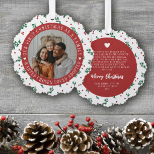 Carte Décorative Red Berry Motif First Christmas Adopté Famille