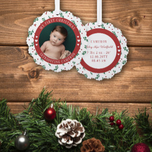 Carte Décorative Red Berry Motif Introduire Baby 1er Noël