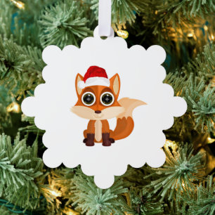 Carte Décorative Renard de Noël mignon dessin animé animal de fête 