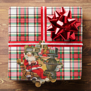 Carte Décorative Retro vintage Christmas Père Noël ajouter un messa