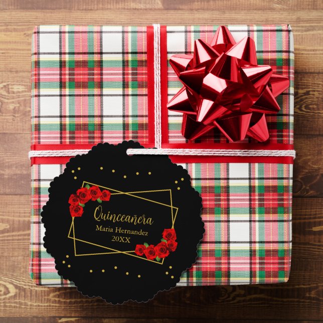 Carte Décorative Rose rouge Noir et or Quinceañera (Insitu (Cadeau))