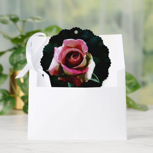Carte Décorative Rose rouge peinte à l'huile (Enveloppe)