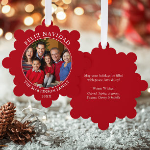 Carte Décorative Rouge moderne Feliz Navidad Photo