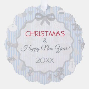 Carte Décorative Rubans Bleus Clair Noël Fantaisiste Argent