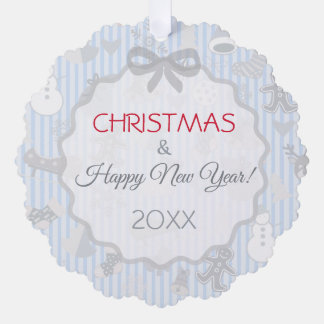 Carte Décorative Rubans Bleus Clair Noël Fantaisiste Argent