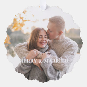 Carte Décorative Rustic Holly Pine Newlyweds Photo personnalisée re