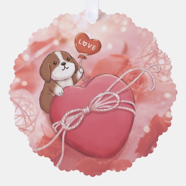 Carte Décorative Saint-Valentin : Beagle, Coeur et Lumières (Recto)