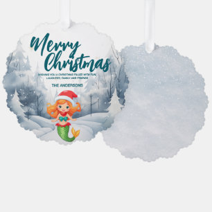 Carte Décorative Sapin de Noël drôle de sirène joyeux Noël fête de