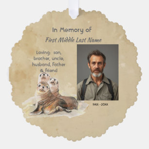 Carte Décorative Sceaux d'animaux à l'aquarelle Mémorial chrétien