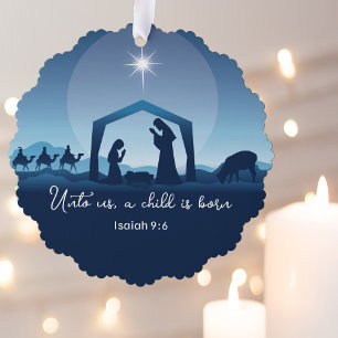 Carte Décorative Scène de la Nativité de Noël Verset de la Bible Re