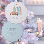 Carte Décorative Scène minimaliste de la Nativité Glad Tidings Noël<br><div class="desc">Scène minimaliste de la Nativité Glad Tidings Noël. Un ornement et une carte tout-en-un pratique, avec une charmante scène de nativité moderne Mary, Joseph, bébé Jésus et Berger et mouton, avec une ligne d'un Carol préféré, Glad Tidings of Great Joy dans un script moderne élégant. Avec votre salutation festive et...</div>
