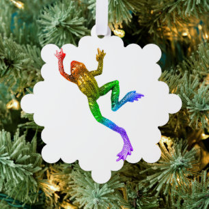 Carte Décorative Sculpture de grenouille aux couleurs de l'arc-en-c