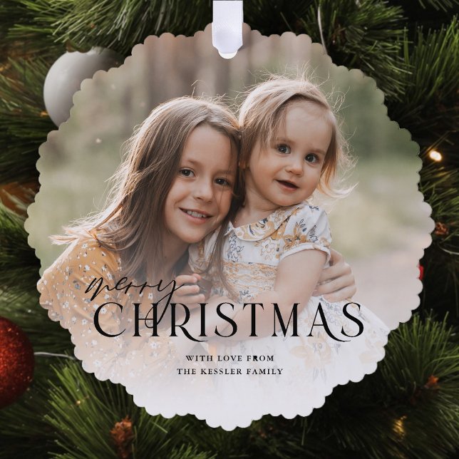 Carte Décorative Simplement élégant Joyeux Noël Photo | Noir (Créateur téléchargé)
