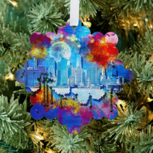 Carte Décorative SlipperyJoe's gratte-ciel NYC bâtiments artwork gr