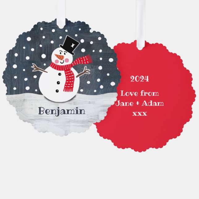 Carte Décorative Snowman de Noël personnalisé (Recto/Verso)