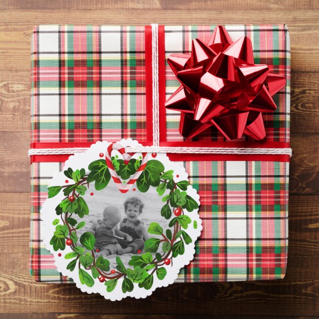 Carte Décorative Sucre de canne Heart Wreath Photo Joyeux Noël Anné (Insitu (Cadeau))