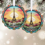 Carte Décorative Sunset Paris Tour Eiffel Paris Français Floral<br><div class="desc">Tour Eiffel Paris Paris France Floral Ornament Card présente un coucher de soleil de style art déco avec la Tour Eiffel dans un cadre fleuri et audacieux. Créé par Evco Studio www.zazzle.com/store/evcostudio</div>