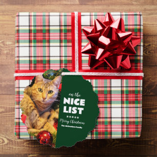 Carte Décorative Sur la belle liste de Noël Chat Pet Photo