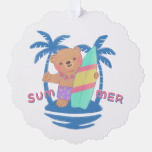 Carte Décorative Surfeur d'ours en été à Hawaii