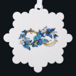 Carte Décorative Symbol Infinity of Blue Morpho Butterflies<br><div class="desc">Symbol infinity of gold,  decorated with realistic blue butterflies morpho on a white background. Design with butterflies. Morpho. Design with blue butterflies morpho.</div>