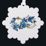 Carte Décorative Symbol Infinity of Blue Morpho Butterflies<br><div class="desc">Symbol infinity of gold,  decorated with realistic blue butterflies morpho on a white background. Design with butterflies. Morpho. Design with blue butterflies morpho.</div>