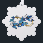 Carte Décorative Symbol Infinity of Blue Morpho Butterflies<br><div class="desc">Symbol infinity of gold,  decorated with realistic blue butterflies morpho on a white background. Design with butterflies. Morpho. Design with blue butterflies morpho.</div>