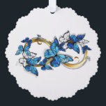 Carte Décorative Symbol Infinity of Blue Morpho Butterflies<br><div class="desc">Symbol infinity of gold,  decorated with realistic blue butterflies morpho on a white background. Design with butterflies. Morpho. Design with blue butterflies morpho.</div>