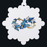 Carte Décorative Symbol Infinity of Blue Morpho Butterflies<br><div class="desc">Symbol infinity of gold,  decorated with realistic blue butterflies morpho on a white background. Design with butterflies. Morpho. Design with blue butterflies morpho.</div>