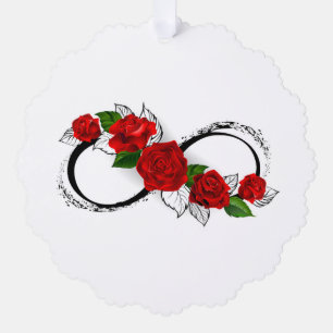 Carte Décorative Symbole d'infini avec les roses rouges