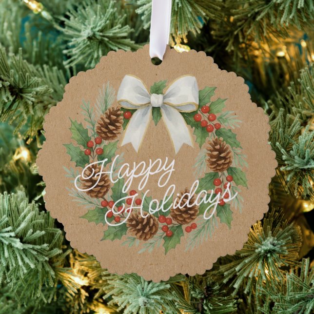 Carte Décorative Terrain Décembre Classé Avec Aquarelle Bow Blanche (Insitu (Arbre))