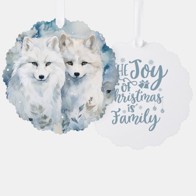 Carte Décorative The Joy of Christmas Is Family Arctic Foxes (Recto/Verso)