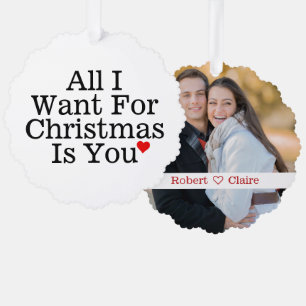 Carte Décorative Tout ce que je veux pour Noël c'est vous Romantiqu