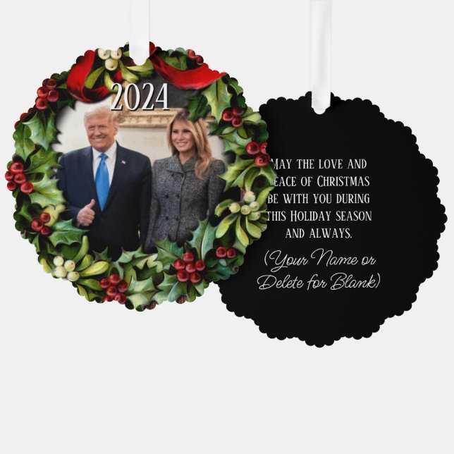 Carte Décorative Trump Christmas 2024 Wreath Photo Holiday Greeting (Recto/Verso)