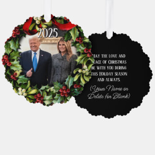 Carte Décorative Trump Christmas 2024 Wreath Photo Holiday Greeting