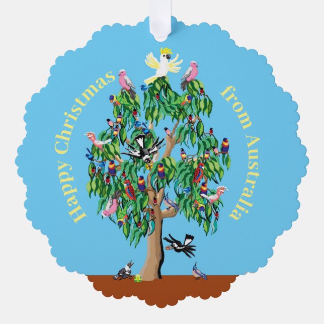 Carte Décorative Un arbre de Noël australien avec des oiseaux (Recto)