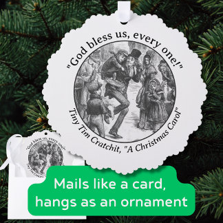 Carte Décorative Un chant de Noël Bob Cratchit et Tiny Tim